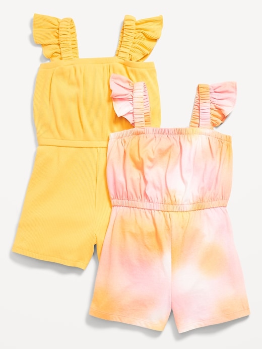 View large product image 1 of 1. Sleeveless Ruffle-Trim One-Piece Romper 2-Pack for Toddler Girls