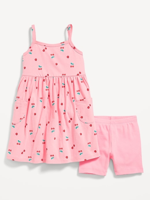 View large product image 1 of 1. Printed Sleeveless Dress and Biker Shorts Set for Toddler Girls