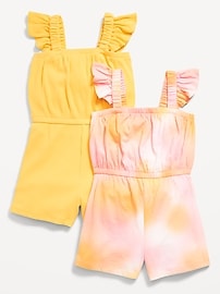 Image number 1 showing, Sleeveless Ruffle-Trim One-Piece Romper 2-Pack for Toddler Girls