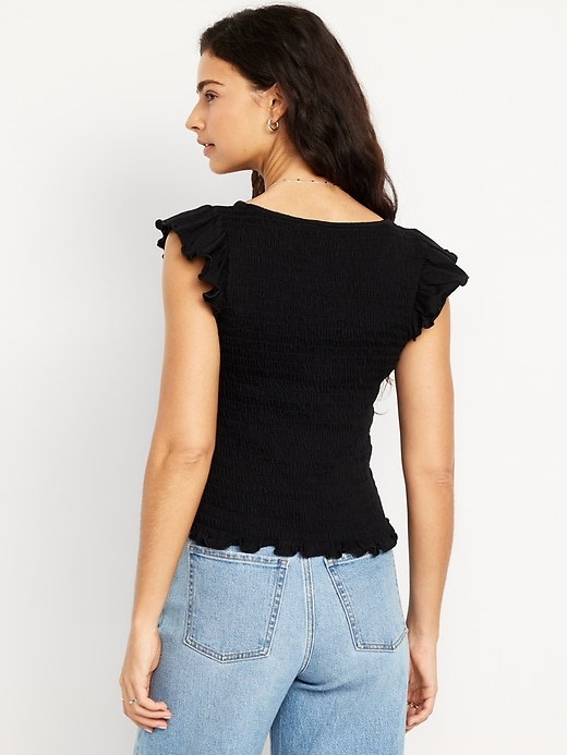 Image number 2 showing, Flutter-Sleeve Smocked Top