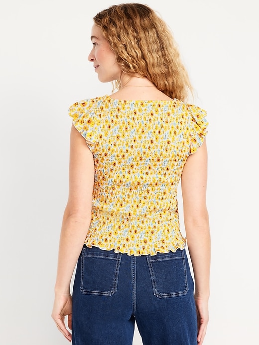 Image number 2 showing, Flutter-Sleeve Smocked Top