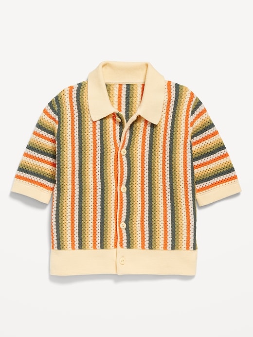 View large product image 2 of 2. Loose Printed Sweater-Knit Shirt for Toddler Boys