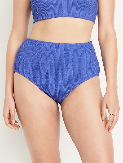 Image number 5 showing, High-Waisted Ribbed Bikini Swim Bottoms