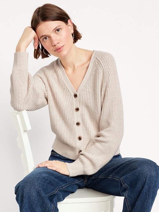 Image number 3 showing, V-Neck Shaker-Stitch Cardigan Sweater