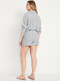 High-Waisted Linen-Blend Pull-On Shorts -- 3.5-inch inseam