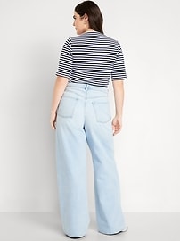 High-Waisted Baggy Wide-Leg Studded Jeans