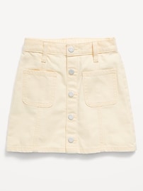 View large product image 4 of 4. High-Waisted Button-Front Utility Mariner Jean Skirt for Girls