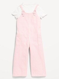 View large product image 3 of 3. Short-Sleeve Ribbed T-Shirt and Jumpsuit Set for Toddler Girls