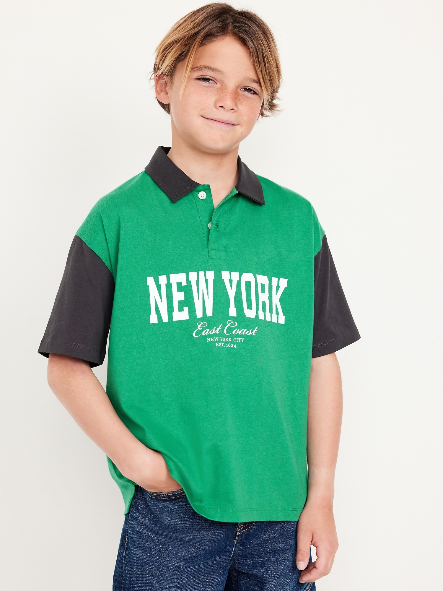 Oversized Graphic Polo Shirt for Boys