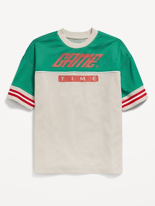 L'image numéro 5 présente T-shirt surdimensionné en maille à imprimé aux couleurs contrastées pour garçon
