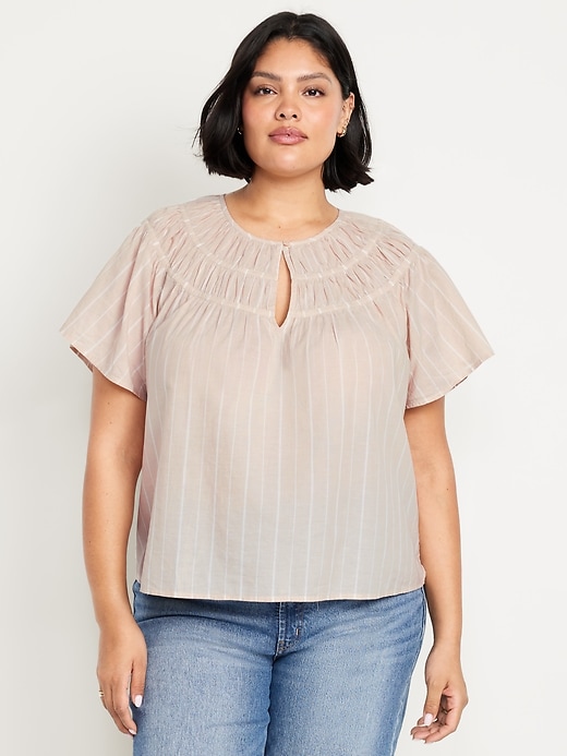 Image number 7 showing, Shirred Flutter-Sleeve Top