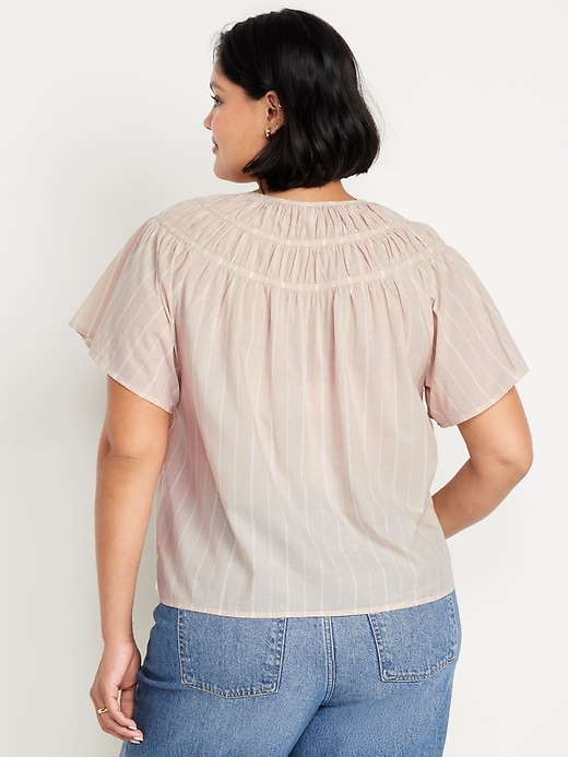 Image number 8 showing, Shirred Flutter-Sleeve Top