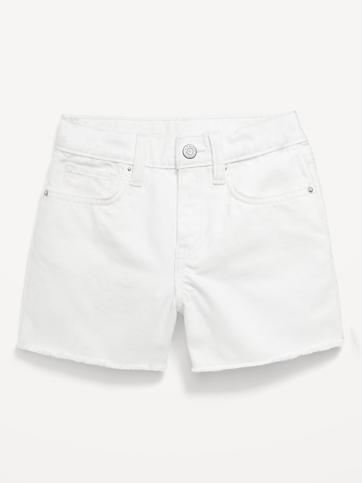 L'image numéro 4 présente Short en denim à taille haute et à ourlet effiloché pour fille