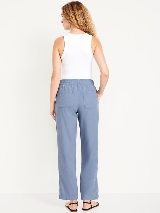 Image number 3 showing, Linen-Blend Straight Ankle Pants