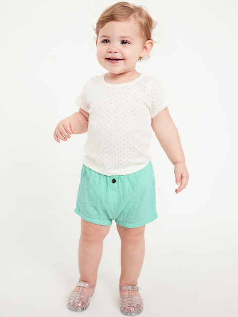 Double-Weave Button-Front Shorts for Baby