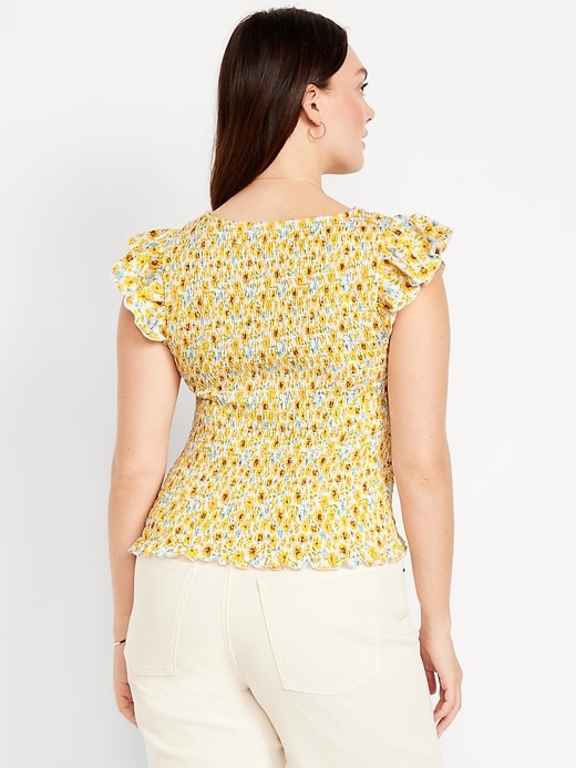 Image number 6 showing, Flutter-Sleeve Smocked Top