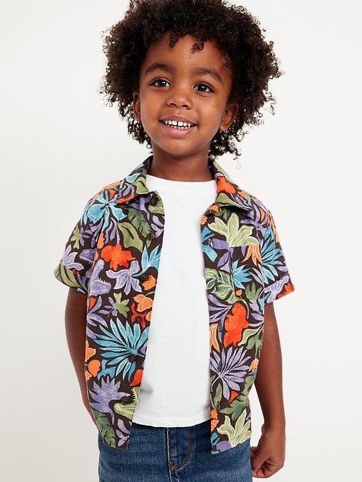 View large product image 1 of 2. Printed Linen-Blend Pocket Shirt for Toddler Boys