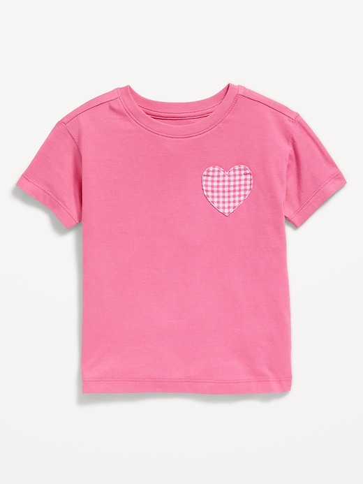 View large product image 1 of 1. Short-Sleeve Heart-Pocket T-Shirt for Toddler Girls