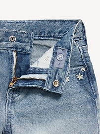 View large product image 5 of 5. High-Waisted Embroidered Frayed-Hem Jean Shorts for Girls