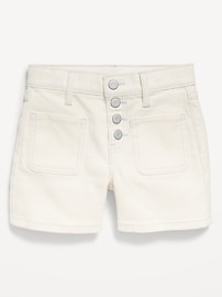 View large product image 4 of 5. High-Waisted Mariner Midi Jean Shorts for Girls