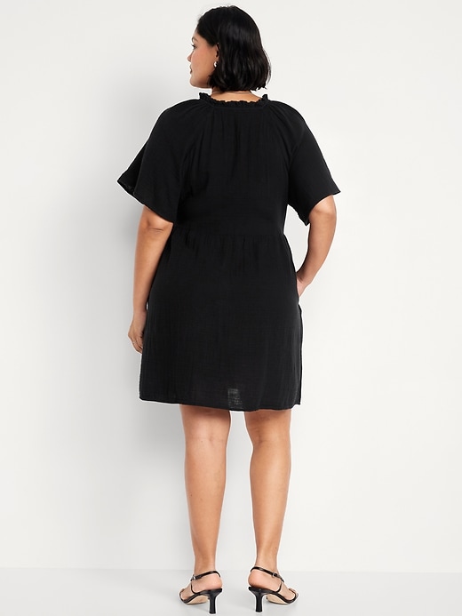 Image number 8 showing, Split-Neck Mini Swing Dress