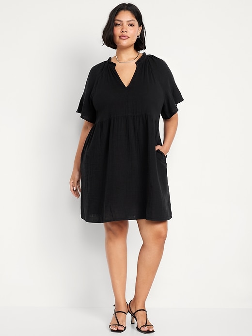 Image number 7 showing, Split-Neck Mini Swing Dress