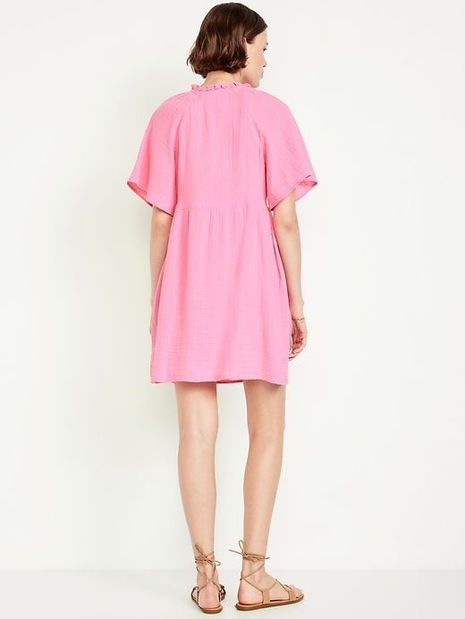 Image number 2 showing, Split-Neck Mini Swing Dress