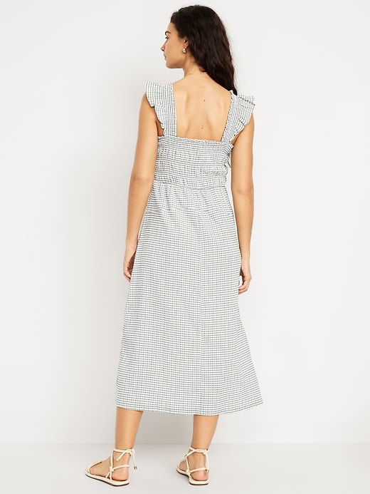 Image number 2 showing, Fit & Flare Lightweight Smocked Gingham Midi Dress