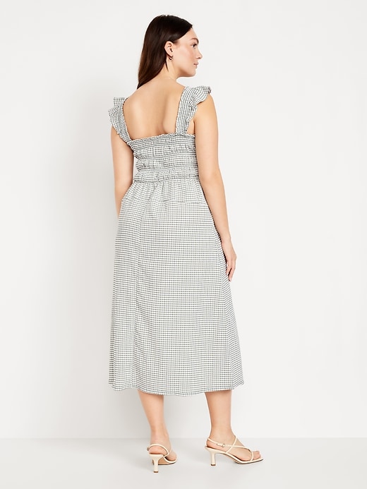 Image number 5 showing, Fit & Flare Lightweight Smocked Gingham Midi Dress