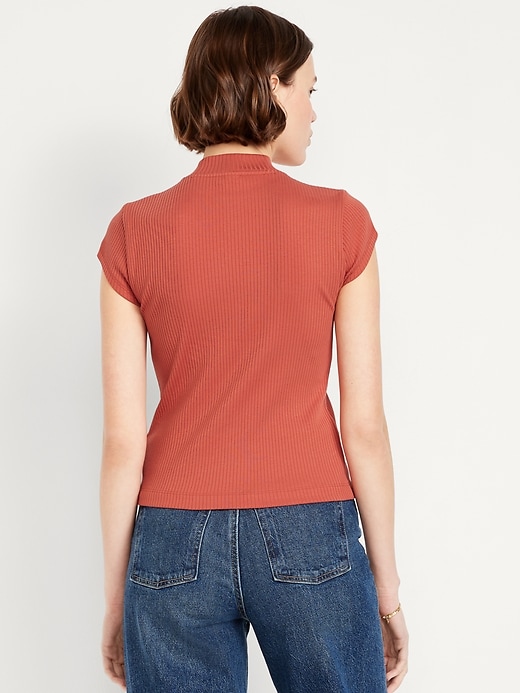 Image number 2 showing, Ribbed Mock-Neck Top