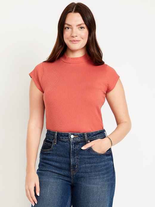 Image number 5 showing, Ribbed Mock-Neck Top