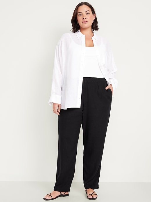 Image number 6 showing, Linen-Blend Straight Ankle Pants