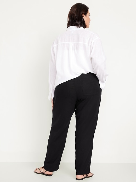 Image number 7 showing, Linen-Blend Straight Ankle Pants