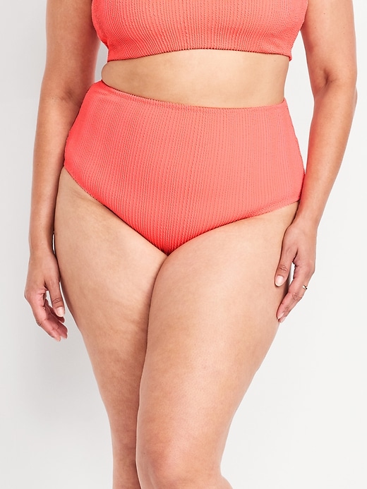 Image number 7 showing, High-Waisted Ribbed Bikini Swim Bottoms