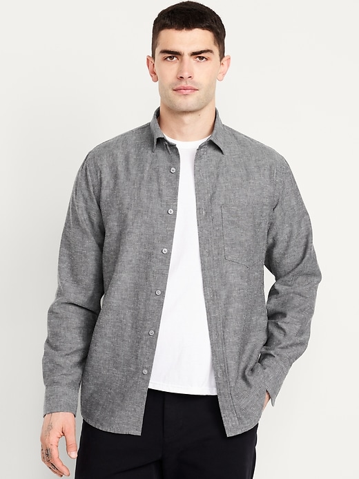 Image number 1 showing, Relaxed Fit Linen-Blend Shirt