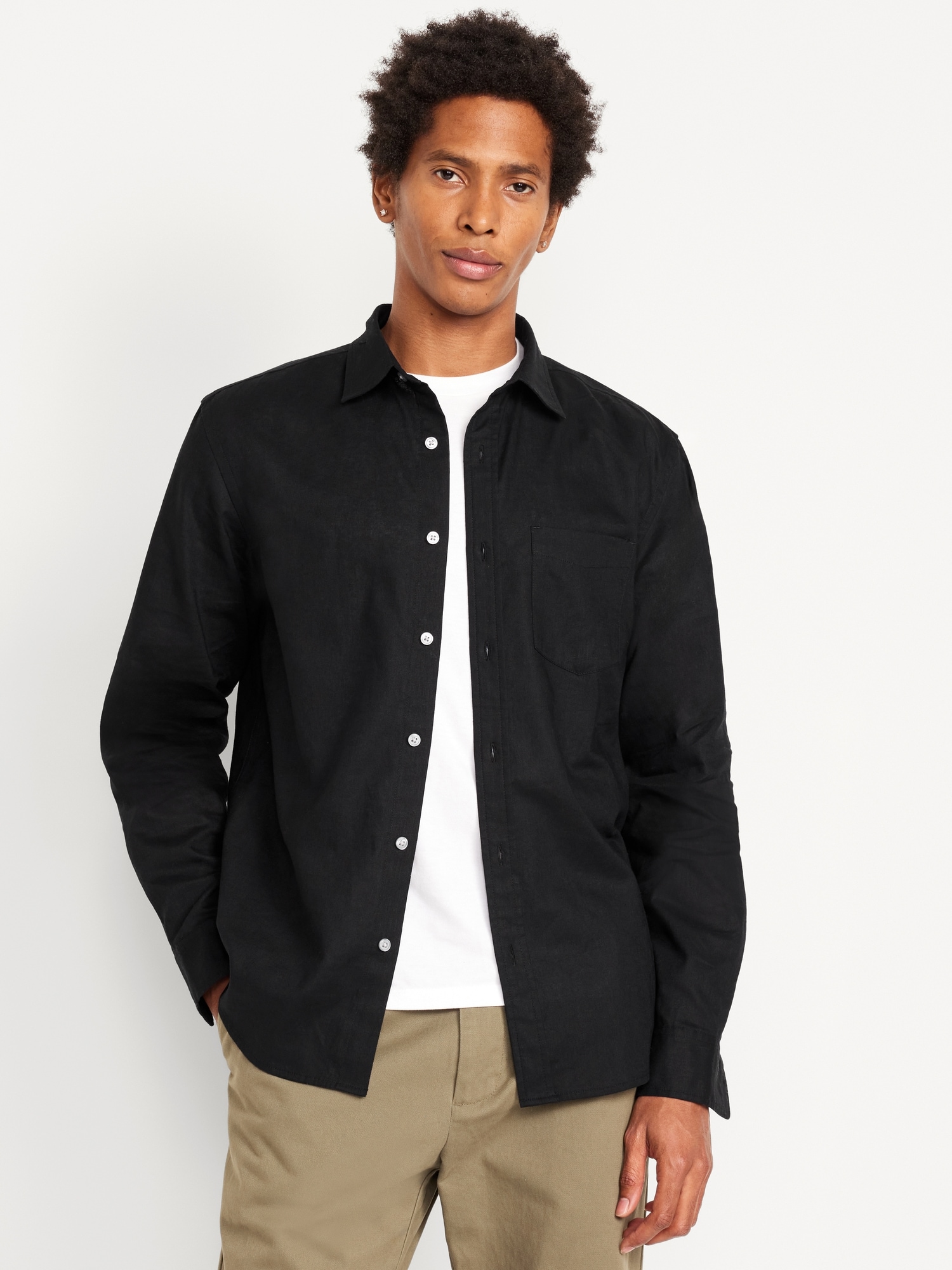 Linen-Blend Cabana Shirt