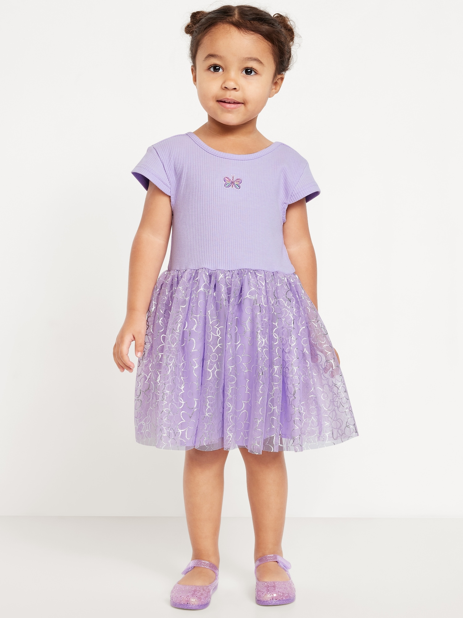 Short-Sleeve Fit and Flare Tutu Dress for Toddler Girls