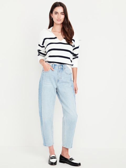 High-Waisted Barrel Ankle Jeans
