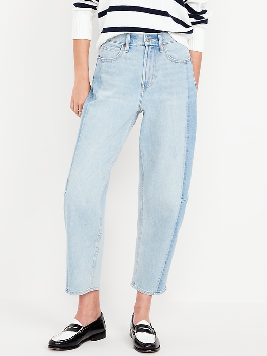 Image number 2 showing, High-Waisted Barrel Ankle Jeans