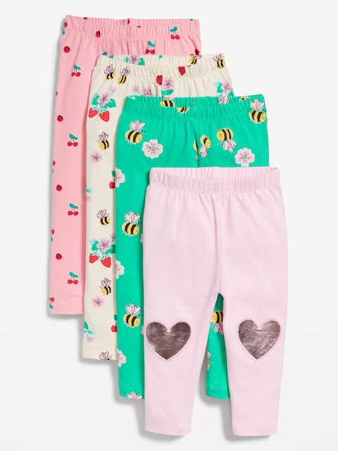 4-Pack Full-Length Jersey Leggings for Toddler Girls