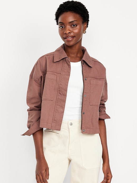 Image number 1 showing, Canvas Crop Utility Jacket