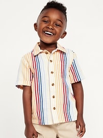 Image number 1 showing, Short-Sleeve Textured Dobby Pocket Shirt for Toddler Boys