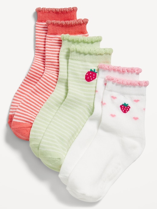 View large product image 1 of 1. Ruffle-Cuff Crew Socks 3-Pack for Toddler & Baby