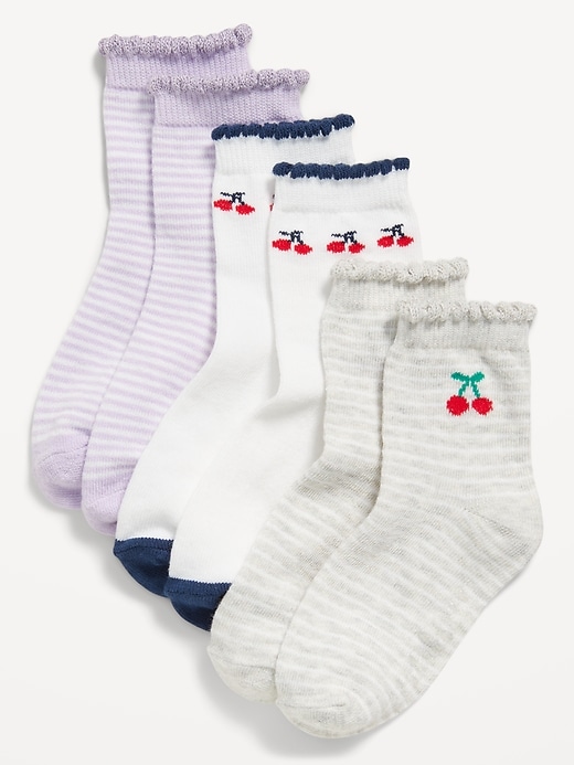 View large product image 1 of 1. Ruffle-Cuff Crew Socks 3-Pack for Toddler & Baby