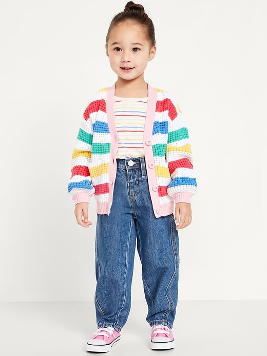 View large product image 2 of 3. High-Waisted Barrel-Leg Jeans for Toddler Girls