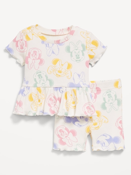 View large product image 1 of 1. Disney© Ribbed Lettuce-Edge Top and Shorts Set for Baby