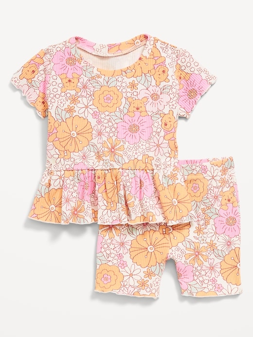 View large product image 1 of 1. Disney© Ribbed Lettuce-Edge Top and Shorts Set for Baby