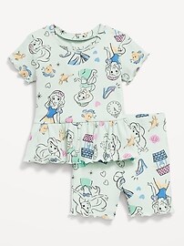 Image number 1 showing, Disney© Ribbed Lettuce-Edge Top and Shorts Set for Baby
