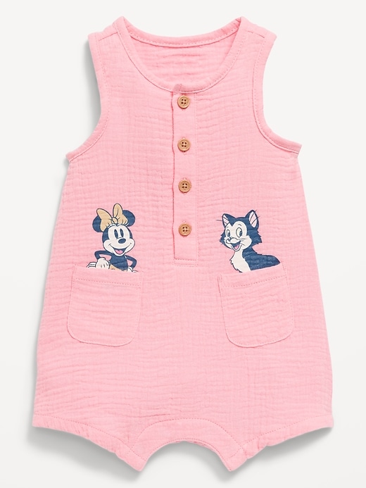 View large product image 1 of 2. Disney© Sleeveless Henley One-Piece Romper for Baby