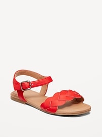 Image number 1 showing, Faux-Leather Braided Sandals for Girls